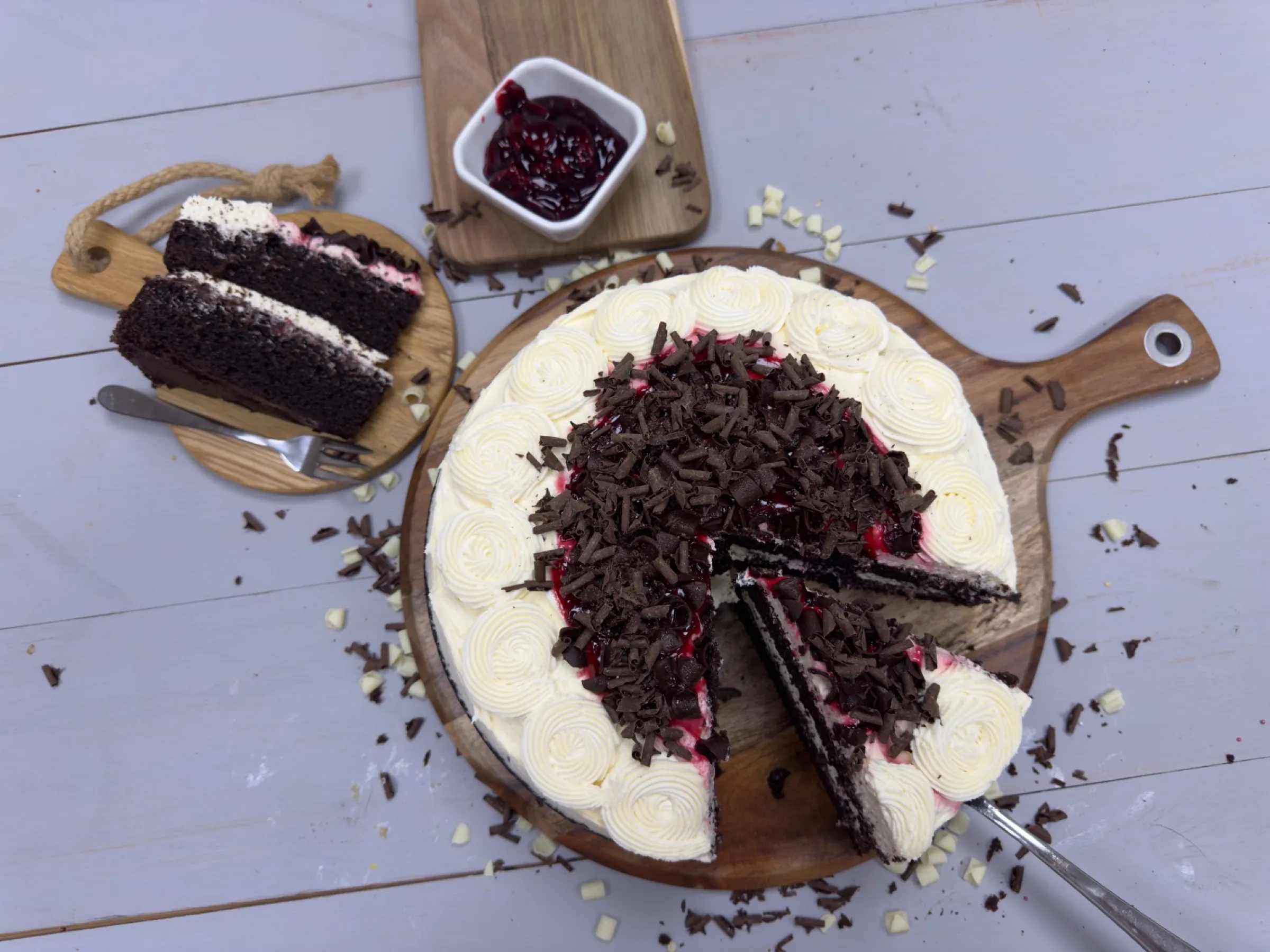 A Ruby's Bakery Black Forest cake